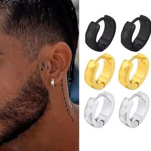 Sleepers Men’s Earrings Earrings for Men Waterproof Stainless Steel Huggie